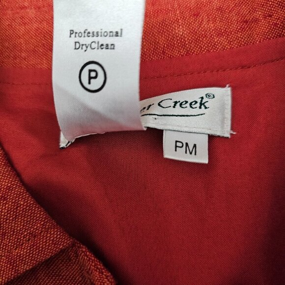 ❤️COLDWATER CREEK Embroidered Linen Blend RUSTIC Orange Boho Blazer Jacket - Picture 5 of 5